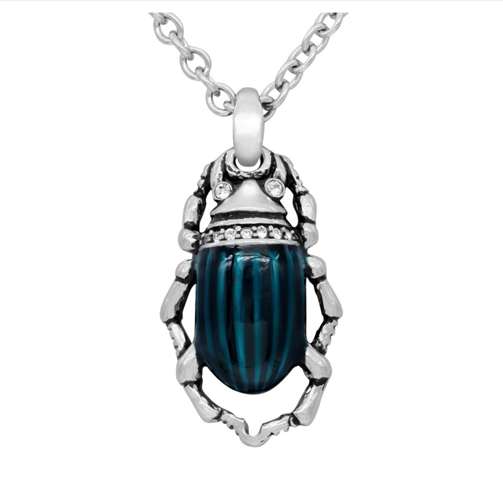 Green Beetle Necklace - Cleopatras Delight- NWT Austrian Crystal Stainless Steel